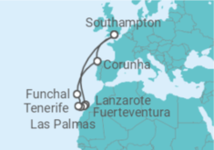 Itinerário do Cruzeiro Espanha, Portugal - Cunard