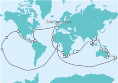 Itinerário do Cruzeiro Volta ao mundo - Cunard