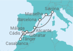 Itinerário do Cruzeiro Espanha, Marrocos, Gibraltar, França - Costa Cruzeiros