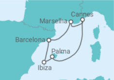 Itinerário do Cruzeiro Sedução francesa e noites de Ibiza - Virgin Voyages