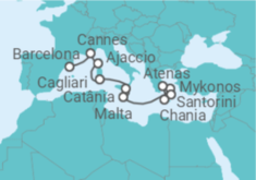 Itinerário do Cruzeiro França, Itália, Malta, Grécia - Virgin Voyages