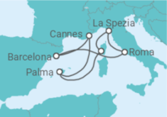 Itinerário do Cruzeiro França, Espanha, Itália - Virgin Voyages