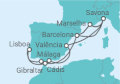 Itinerário do Cruzeiro Espanha, Itália, França, Gibraltar - Costa Cruzeiros