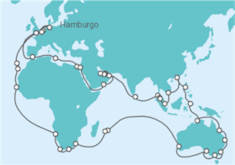 Itinerário do Cruzeiro Volta ao mundo - Cunard