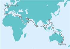 Itinerário do Cruzeiro Volta ao mundo - Cunard