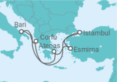 Itinerário do Cruzeiro Turquia, Grécia, Itália - MSC Cruzeiros