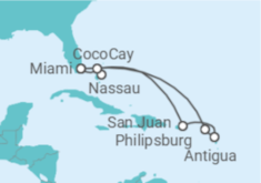 Itinerário do Cruzeiro Bahamas, Ilhas Virgens Americanas, Antígua E Barbuda, Sint Maarten - Royal Caribbean