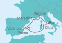 Itinerário do Cruzeiro França, Itália, Espanha - Costa Cruzeiros