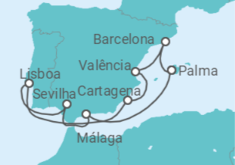 Itinerário do Cruzeiro Espanha, Portugal - AIDA