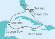 Itinerário do Cruzeiro Bahamas, Jamaica, Ilhas Caimão, México, EUA - MSC Cruzeiros