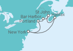 Itinerário do Cruzeiro EUA, Canadá - NCL Norwegian Cruise Line