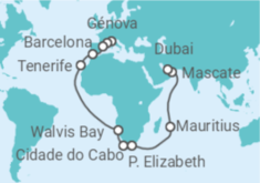 Itinerário do Cruzeiro De Génova a Dubai - Costa Cruzeiros