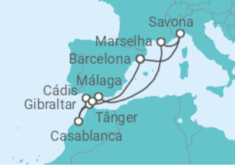Itinerário do Cruzeiro Espanha, Marrocos, Gibraltar, França, Itália - Costa Cruzeiros