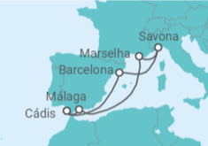 Itinerário do Cruzeiro Espanha, França, Itália - Costa Cruzeiros