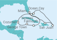 Itinerário do Cruzeiro Porto Rico, Bahamas, EUA, Jamaica, Ilhas Caimão, México - MSC Cruzeiros