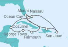 Itinerário do Cruzeiro Porto Rico, Bahamas, EUA, Jamaica, Ilhas Caimão, México TI - MSC Cruzeiros