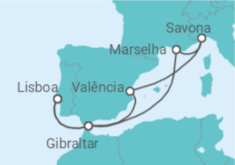 Itinerário do Cruzeiro Gibraltar, Espanha, Itália, França - Costa Cruzeiros