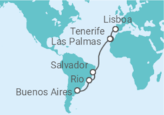 Itinerário do Cruzeiro De Lisboa a Buenos Aires - MSC Cruzeiros