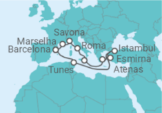 Itinerário do Cruzeiro França, Itália, Grécia, Turquia, Tunísia - Costa Cruzeiros