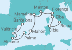 Itinerário do Cruzeiro Itália, França, Espanha - Silversea