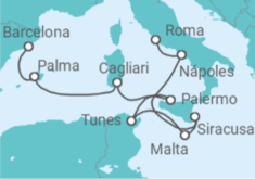 Itinerário do Cruzeiro Itália, Malta, Espanha - Silversea
