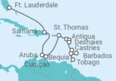 Itinerário do Cruzeiro Aruba, Ilhas Virgens Americanas, Antígua E Barbuda, Santa Lúcia, São Vicente E Granadinas - Silversea