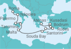 Itinerário do Cruzeiro De Atenas a Civitavecchia (Roma) - Silversea