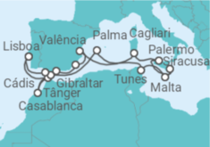 Itinerário do Cruzeiro Marrocos, Espanha, Malta, Itália - Silversea