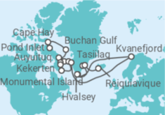 Itinerário do Cruzeiro Canadá, Groenlandia e Islandia - Silversea