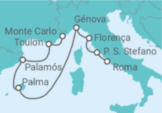 Itinerário do Cruzeiro Francia, España e Italia - Silversea