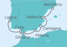 Itinerário do Cruzeiro De Barcelona a Lisboa - Silversea