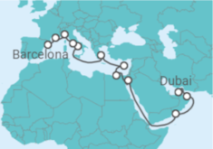 Itinerário do Cruzeiro De Dubai a Barcelona - Costa Cruzeiros