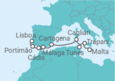 Itinerário do Cruzeiro Portugal, Espanha, Itália, Tunísia - Regent Seven Seas