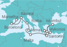 Itinerário do Cruzeiro De Atenas a Marselha - Costa Cruzeiros