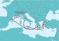 Itinerário do Cruzeiro Itália, Grécia, Turquia, Espanha, França - Costa Cruzeiros