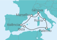 Itinerário do Cruzeiro Valencia,Marseille,Genoa,Civitavecchia,Palermo,Ibiza,Valencia - MSC Cruzeiros