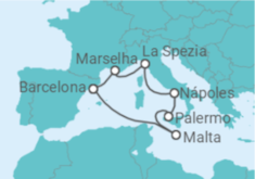 Itinerário do Cruzeiro Palermo,Valletta,Barcelona,Marseille,La Spezia,Naples,Palermo - TI - MSC Cruzeiros