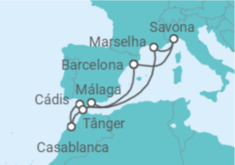 Itinerário do Cruzeiro Espanha, Marrocos, Itália, França - Costa Cruzeiros