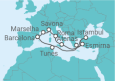 Itinerário do Cruzeiro França, Itália, Turquia, Grécia, Tunísia - Costa Cruzeiros