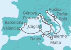 Itinerário do Cruzeiro De Barcelona a Fusina (Italia) - Silversea