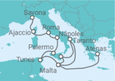 Itinerário do Cruzeiro De Atenas a Savona - Costa Cruzeiros