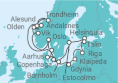 Itinerário do Cruzeiro Noruega, Suécia, Dinamarca, Finlândia, Estónia, Letónia, Lituânia, Polónia - Silversea