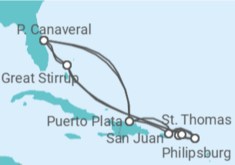 Itinerário do Cruzeiro Porto Rico, Sint Maarten, Ilhas Virgens Americanas, Ilhas Virgens Britânicas - NCL Norwegian Cruise Line