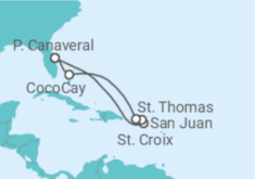Itinerário do Cruzeiro Ilhas Virgens Americanas, Porto Rico - Royal Caribbean