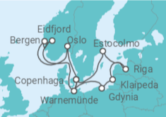 Itinerário do Cruzeiro Alemanha, Noruega, Dinamarca, Polónia, Lituânia, Letónia, Suécia TI - MSC Cruzeiros