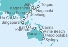 Itinerário do Cruzeiro De Tokio (Japón) a Sydney (Austrália) - Silversea