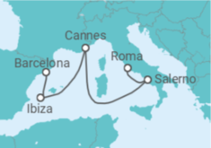 Itinerário do Cruzeiro Itália, França, Espanha - Virgin Voyages