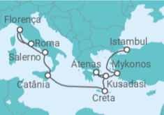 Itinerário do Cruzeiro Itália, Grécia, Turquia - NCL Norwegian Cruise Line