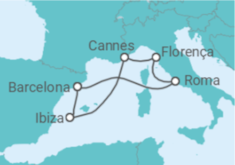 Itinerário do Cruzeiro Itália, França, Espanha - Virgin Voyages