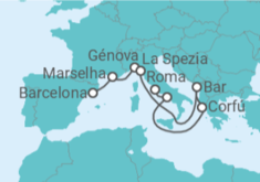 Itinerário do Cruzeiro França, Itália, Grécia - Princess Cruises